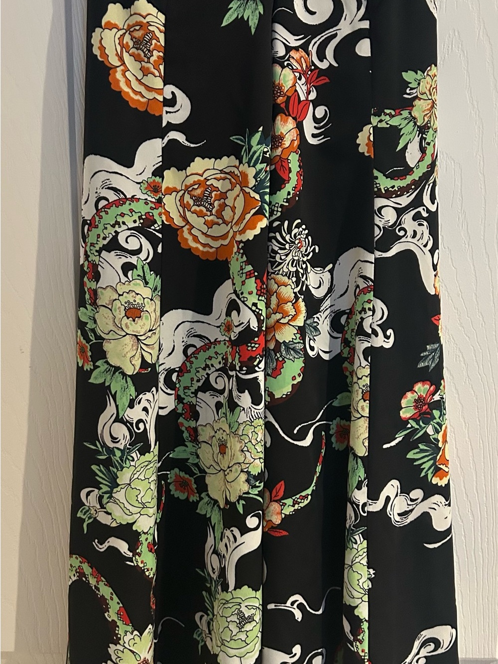 Aritzia Black Mini Dress with Green, Orange & White Floral Print - new w/o tags